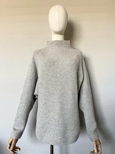POLO Ralph Lauren Sweater Womens Sz Small Gray Mock Neck Ribbed Wool Cashmere - Picture 1 of 13