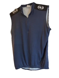 VINTAGE Louis Garneau Cycling Jersey Adult Med Blue Tank Sleeveless 1/4 Zip READ - Picture 1 of 5