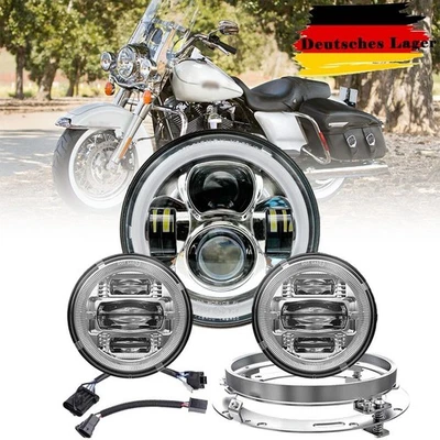 7" LED Scheinwerfer 2X 4.5" Nebelscheinwerfer Für Harley Road King Softail CVO - Bild 1 von 4