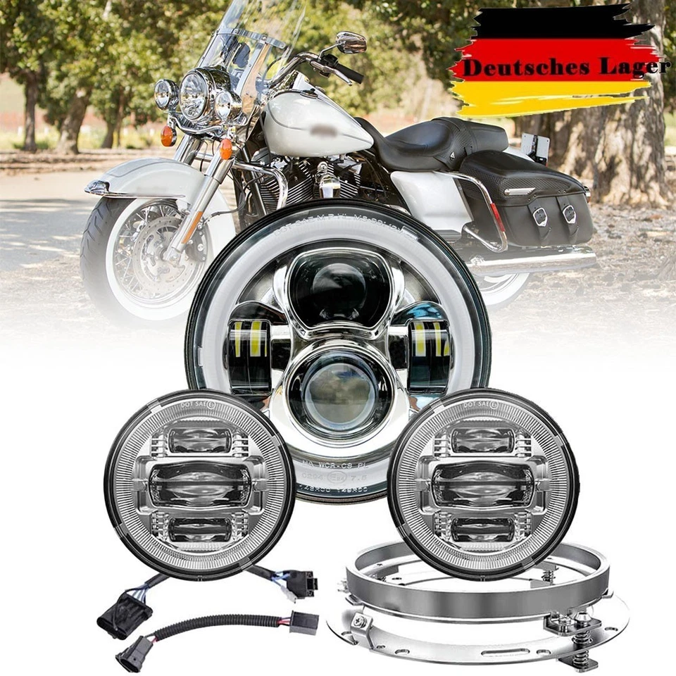 7" LED Scheinwerfer 2X 4.5" Nebelscheinwerfer Für Harley Road King Softail CVO - Bild 1 von 4