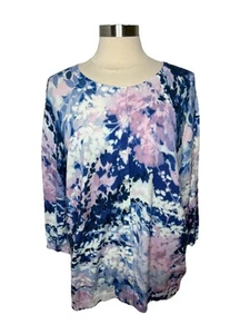 Talbots Strickjacke Pullover Damen Plus 2X blau rosa Blumen Knopfleiste feminin - Bild 1 von 8