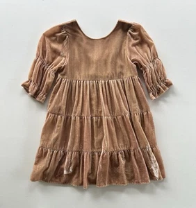 Noralee Ophelia Dress Apricot Velvet Tiered Puff Sleeve Girls Size 8 - Picture 1 of 14
