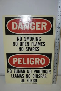 NEW BRADY SIGNMARK 39817 DANGER NO SMOKING SPARKS OPEN FLAME FUMAR SIGN 20 X 14 - Picture 1 of 2