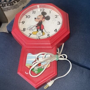 Vintage Walt Disney Mickey Mouse School House Red Wall Clock Welby by Elgin - Picture 1 of 7