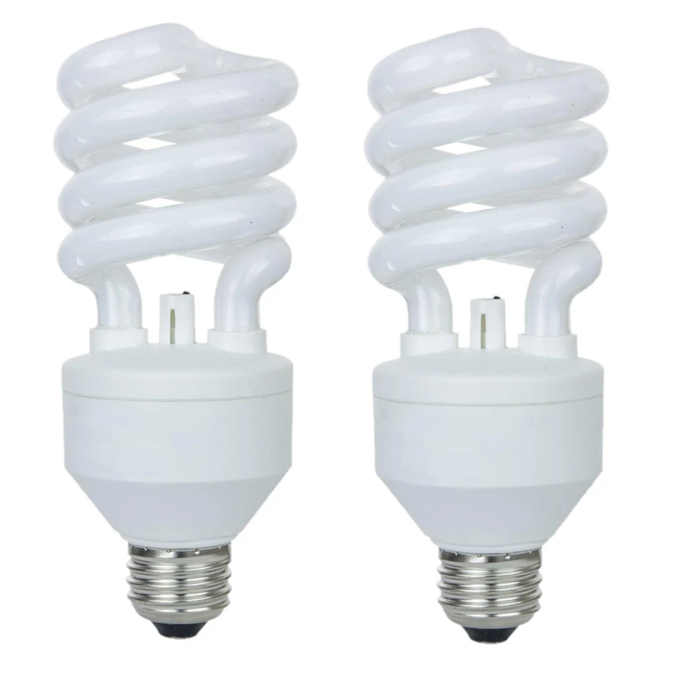 2Pack CFL Light Bulb, T3 Spiral Fluorescent Light, 23W(100W), 3000K, E26, 1500LM - Image 1 of 3