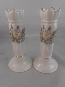 Aynsley Wild Tudor Candle Holders x 2 Fine Bone China 1st Quality British - Picture 1 of 10