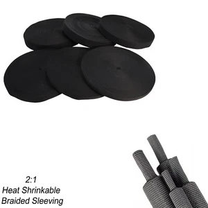 2 in 1 Heat Shrink Braided Sleeving Fabric Tubing Fit Irregular Shape 12&30Feet - Picture 1 of 16