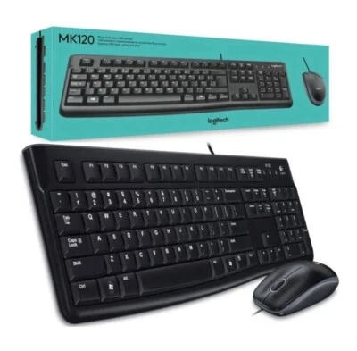 Logitech Keyboard & Optical Mouse Combo Set  MK120 Wired Full-Size UK Model NEW - Image 1 of 4