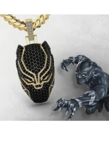 GLD Black Panther 18k Gold Plated Necklace Pendant Marvel Comics New In Box - Picture 1 of 7