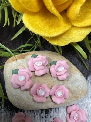 Porcelain Flowers Lot PINK Flatback DIY Shabby Chic DIY Craft 20mm 30 pcs - Image 1 of 4