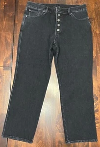 Lucky Brand Button Fly Mid Rise Authentic Straight Black Jeans Women’s 12/31A - Picture 1 of 6