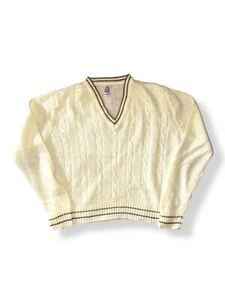 Suéter de Colección Años 70 Kennington Original Cricket Tejido con Cable Cuello en V Talla M/L* - Imagen 1 de 5