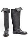 Barbara Bui Black Leather 1-1/8" Heel Over The Knee Boots Fold Over Top Sz Eu 41