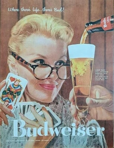 Anuncio impreso Budweiser 1957 vintage Tarjetas de juego de mujer. - Imagen 1 de 1