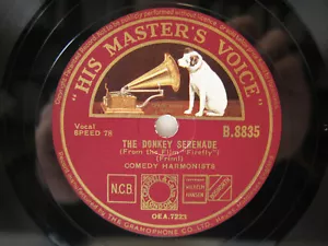 78rpm COMEDIAN HARMONISTS - THE DONKEY SERENADE / WHISTLE WHILE YOU WORK ! - Bild 1 von 2