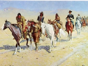 Frederic Remington Pony Tracks In Buffalo Trails Western Art Bookplate Print 23 - Picture 1 of 4