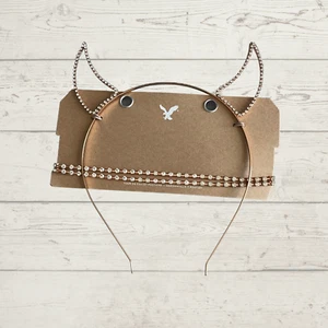 AMERICAN EAGLE RHINESTONE BLING CAT EAR HEADBAND & CHOKER GOLD #O03 - Picture 1 of 2