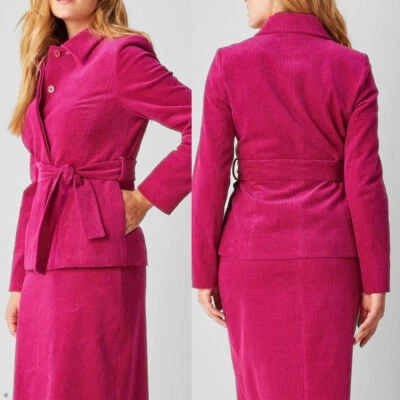 Conjunto de 2 piezas de falda envolvente de pana para mujer traje informal de negocios elegante Foto 1 de 4