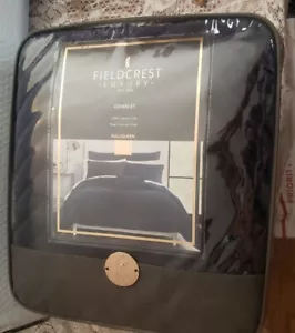Fieldcrest Luxury Cotton Chevron Velvet Coverlet / Quilt Full / Queen Navy $190 - Picture 1 of 7