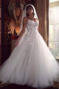 Watters Wtoo Lamont 14719 Ivory Blush Floaty Tulle Wedding Dress Gown Sz 14 16 - Picture 1 of 8