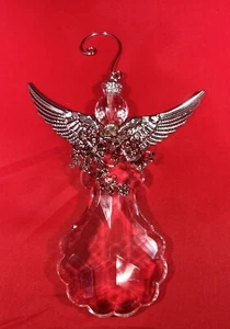 Cristal Transparente Navidad Ángel Adorno Plata Metal Filigrana Alas Árbol - Imagen 1 de 6