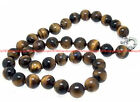 Genuine Natural 8mm Yellow Tiger's Eye Gemstone Beads Round Necklace 18'' AAA