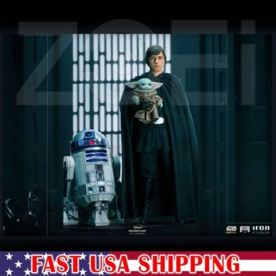 Sideshow Luke Skywalker, R2-D2, Grogu Polystone Statue Figure AP The Mandalorian - Image 1 of 4