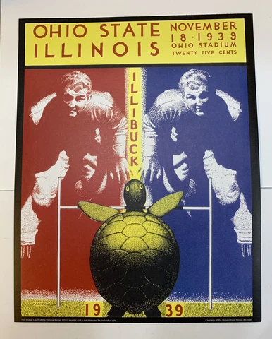 Illinois Fighting Illini Ohio State Football 1939 Program Poster Print 14” x 11” Cover