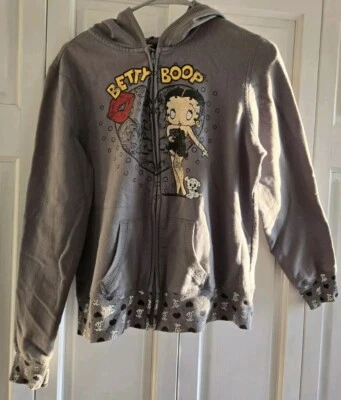 Jerry Leigh Betty Boop Women’s Gray Full Zippered Hoodie Size Juniors XL - Image 1 of 4