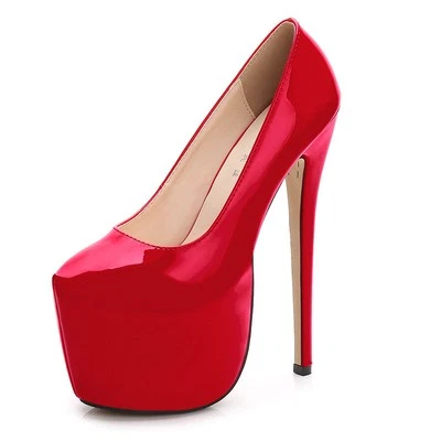 18cm Sexy Women Nightclub Stiletto High Heel Pumps Patent Leather Platform Shoes - Image 1 of 4