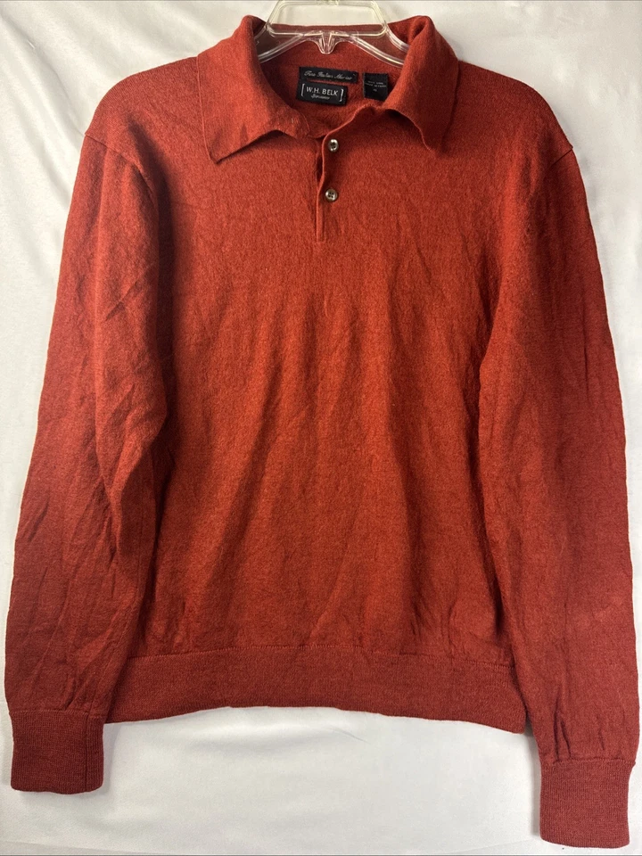 Vintage W H Belk Fine Italian Merino 100% Wool Women's XL Polo Longsleeve  - Image 1 of 4