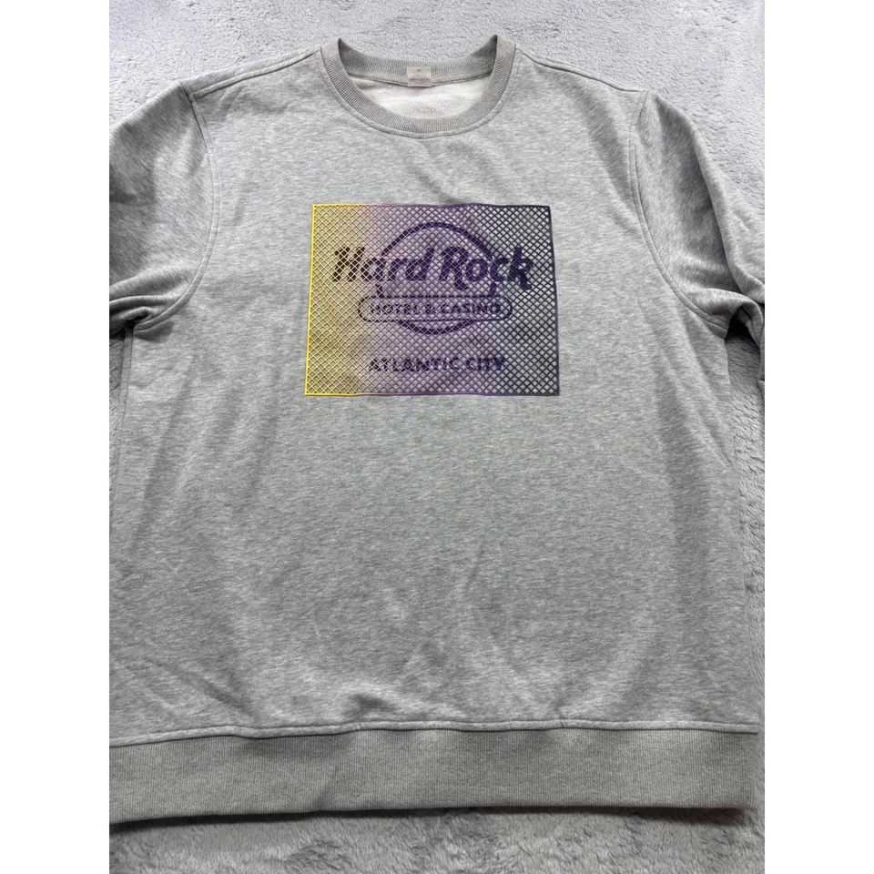 Hard Rock Hotel Casino Atlantic City Gray Crewneck Sweatshirt Men's XL 3D logo - Image 1 of 4