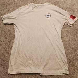 Camisa Under Armour Heat Gear Freedom Para Hombres Grande L Bandera Americana EE. UU. Blanca Suelta - Imagen 1 de 10