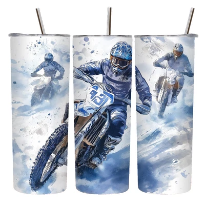 Dirt Bike Racing Motorcycle Dirt Mud  20oz Tumbler Insulated Travel Mug - Image 1 of 3