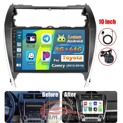 For Toyota Camry 2012-2014 Carplay Android 13 Head Unit Car Radio 64G GPS WiFi - image 1 of 4