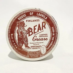 Vintage Finnland’s House of Laurila Bär Leder Dressing Fett Dose halb voll - Bild 1 von 6