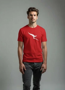 MEN WOMENS TEE TSHIRT QANTAS KANGAROO TAIL LOGO AUSTRALIA AIRLINE NEW SPIRIT NEW - Picture 1 of 11