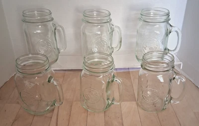 Juego de frascos vintage de 6-12-16 oz de albañil de cosecha dorada con asas Foto 1 de 4