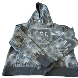 Air Jordan Hoodie Youth XL Grey Black Fleece Pullover Sweatshirt Boys - Picture 1 of 11