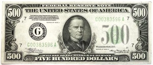 1934 A $500 DOLLAR CHICAGO FEDERAL RESERVE NOTE LIGHT CIRCULATION - Picture 1 of 2
