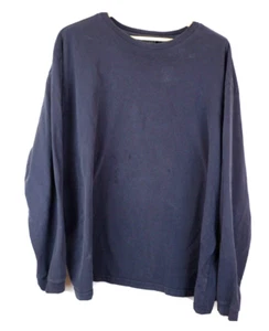 Basic Editions Men's Pullover Sweatshirt 3X Long Sleeve Crew Neck Navy Cotton - Picture 1 of 7