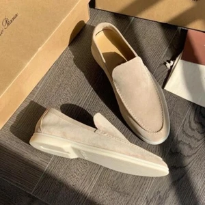 Herren Sommer Halbschuhe Leder Freizeit Flach Schuhe Fahren Slipper Schuhe Große Größe - Bild 1 von 32