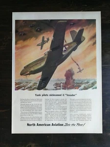 Vintage 1943 North American Aviation Full Page Original Ad 823 - Picture 1 of 1