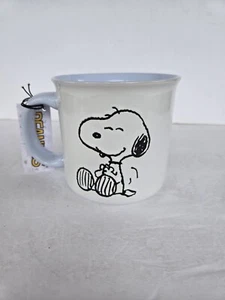 Large Peanuts Coffee Mug Happy Snoopy. Pretty Light Blue. Woodstock Inside. New. - Picture 1 of 4