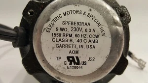 Electric Motors & Specialties 9 Watt, 230V, 0.3 A, 1550 RPM, Class B, E128044 - Picture 1 of 8