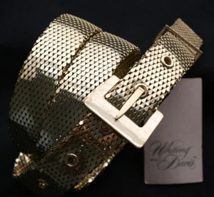 Cintura vintage WHITING & DAVIS con fibbia in rete dorata taglia 32 NOS - Foto 1 di 6