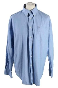 Mens Tommy Hilfiger Cotton Long Sleeve Shirt 90s Retro Blue Size XL-SH3919 - Picture 1 of 4