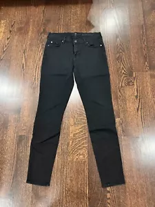 Women's 7 For All Man Kind The Skinny Solid Black Denim Cotton Jeans Size 28 - Picture 1 of 6