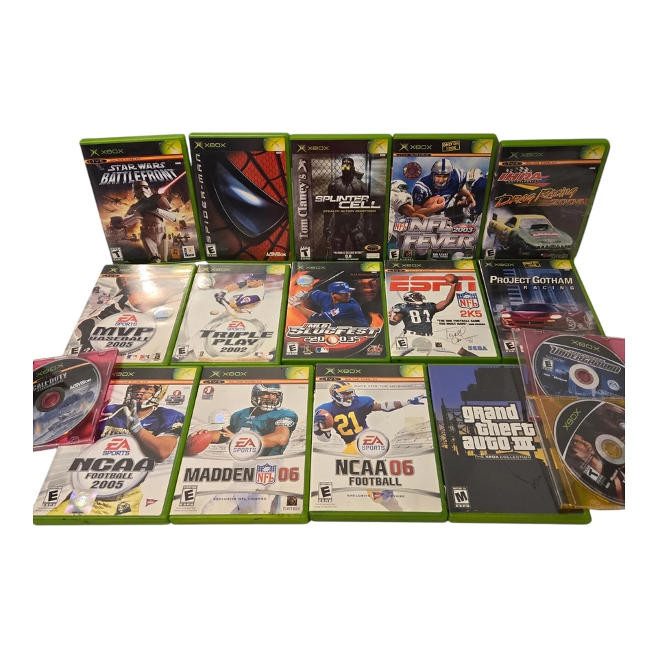 Lot of 17 ORIGINAL XBOX Video Games: GTA, Spider-Man, Star Wars, NCAA + *TESTED* - Image 1 of 4