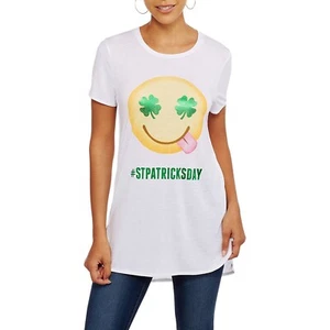 ST. PATRICK'S DAY JUNIORS' EMOJI SHORT SLEEVE HI-LO T-SHIRT M (7-9) NWT [CHR17] - Picture 1 of 2